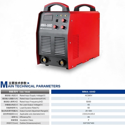 Easy to Operate 500Amp IGBT Inverter Arc Welding Machine with Insulation Class 0.92